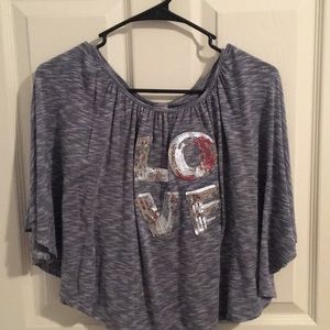Sequins grey/white butterfly tee